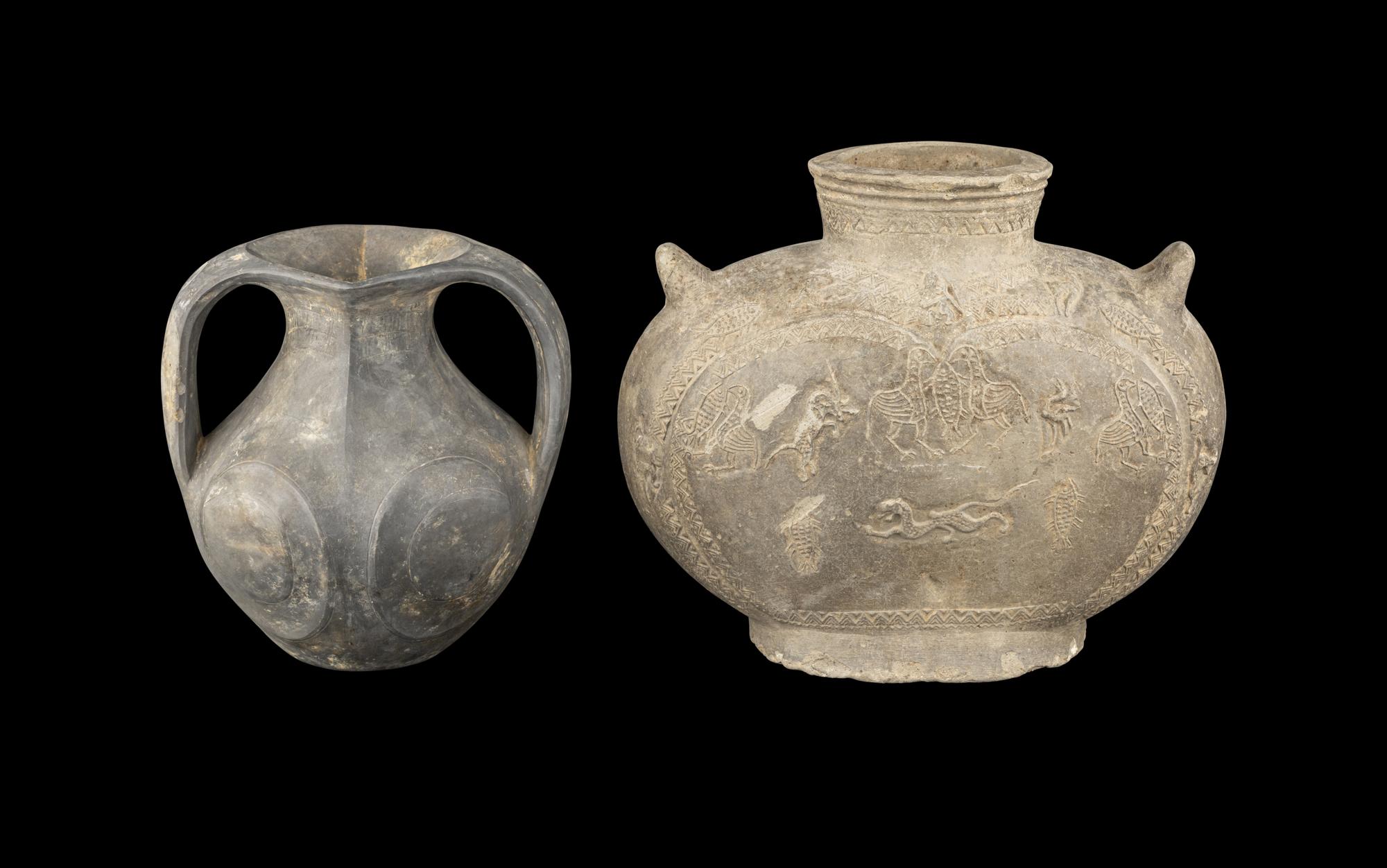 Two Chinese Grey Pottery Vessels
