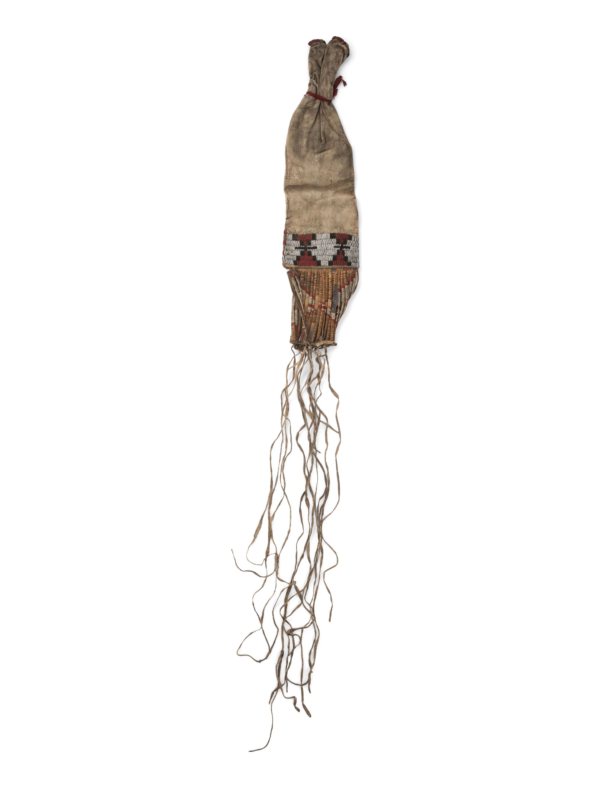 Early Sioux Beaded Hide Tobacco Bag
