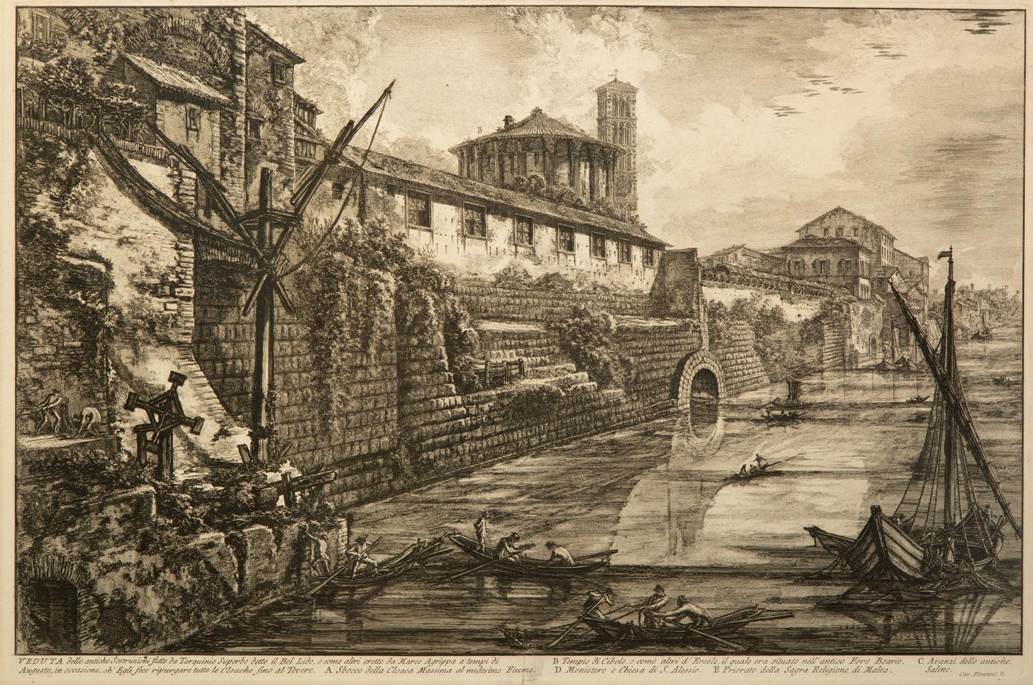 Two Etchings by Giovanni Battista Piranesi (Italian, 1720-1778), View along the Via del Corso of the Palazzo dell'Accademia