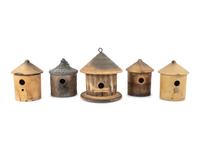Five Stoneware Birdhouses, Including Whitehall Pottery