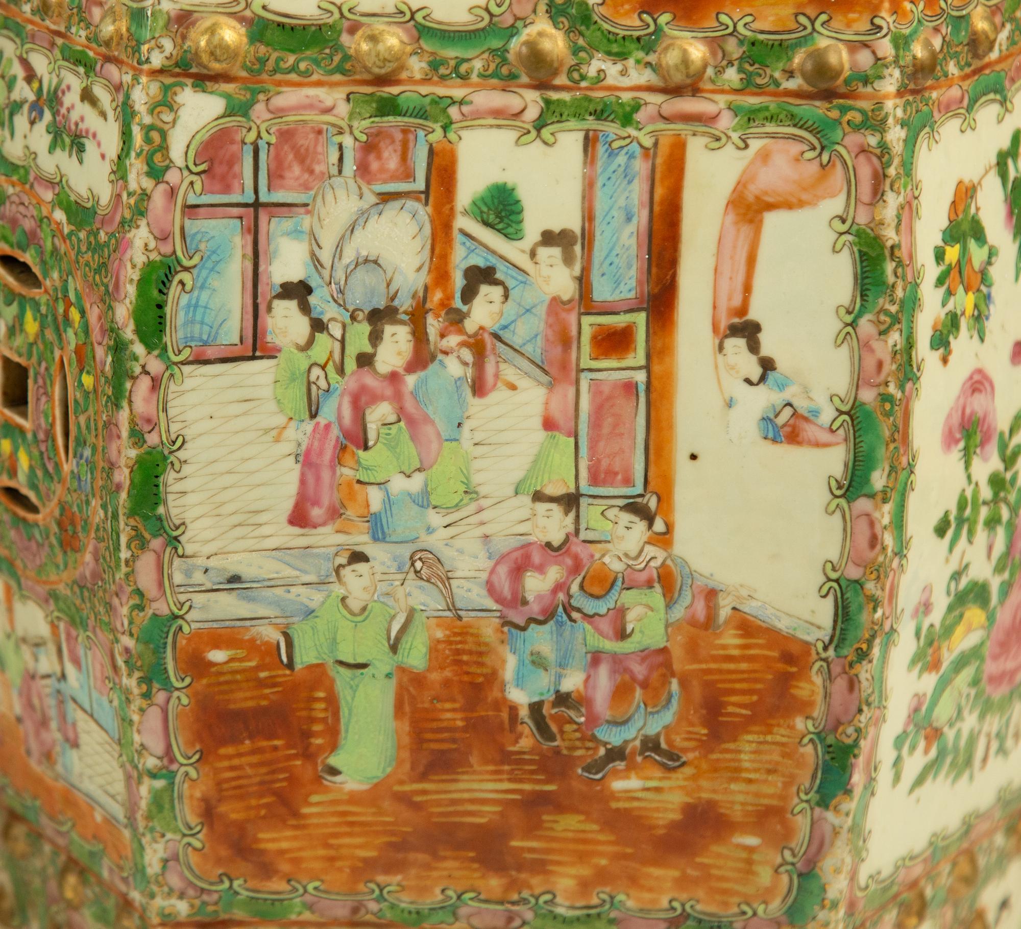Two Chinese Rose Medallion Porcelain Garden Seats