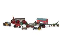 Eleven Metal Tractors and Other Farm Toys