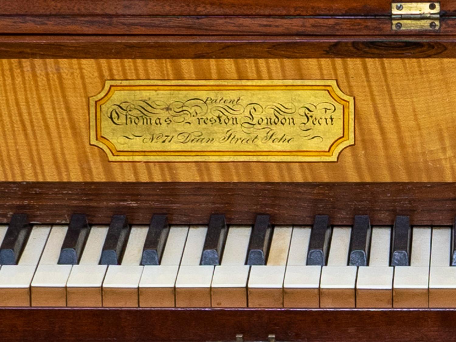 A Regency Mahogany Square Spinet/Pianoforte — By Thomas Preston, 71 Dean Street, London