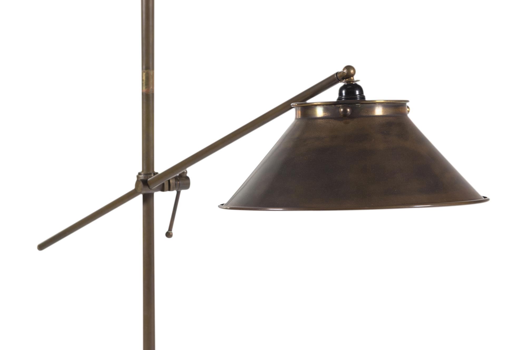 A Pair of Contemporary Patinated Brass Adjustable Floor Lamps
