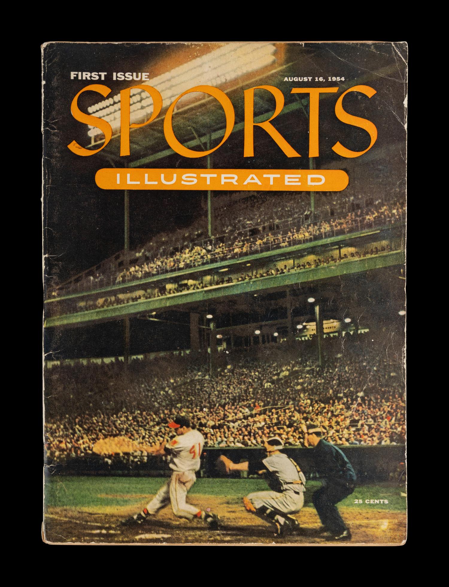 A 1954 First Issue of Sports Illustrated Magazine With Topps Baseball Card Insert