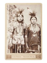 [NATIVE AMERICAN]. PARSONS, G.W., photographer. Cabinet card of two Osage subjects. Pawhuska, Indian Territory, n.d.