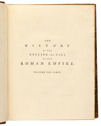 GIBBON, Edward (1737-1794). History of the Decline and Fall of the Roman Empire, Volume the First [- Sixth ]. London: W. Strahan & T. Cadell, 1776-1788.