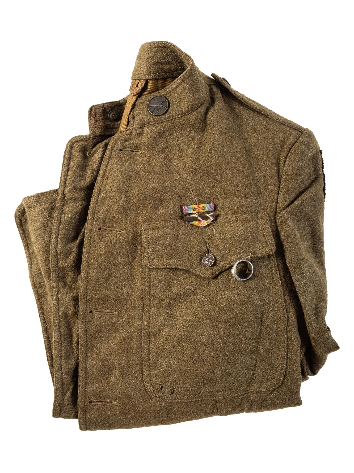 [WORLD WAR I]. Soldier's tunic issued to a member of the 92nd US Infantry, "Buffalo Soldiers."