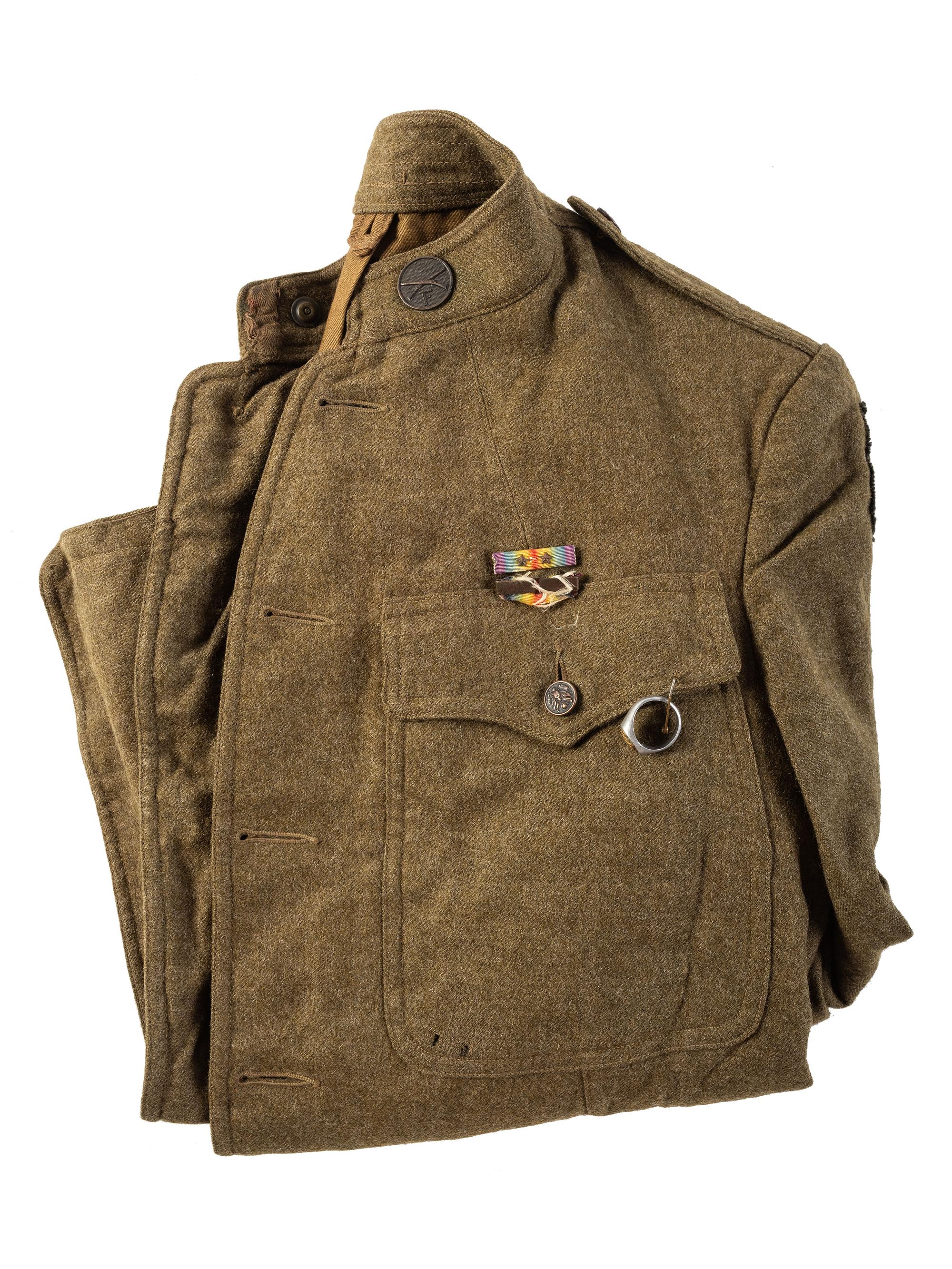 [WORLD WAR I]. Soldier's tunic issued to a member of the 92nd US Infantry, "Buffalo Soldiers."