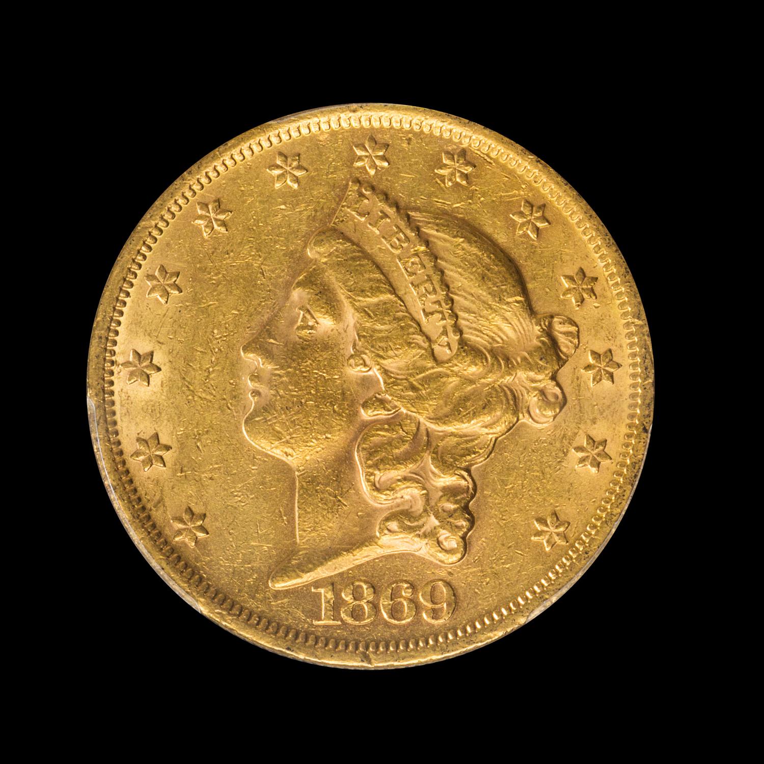 A United States 1869 Liberty Head $20 Gold Coin