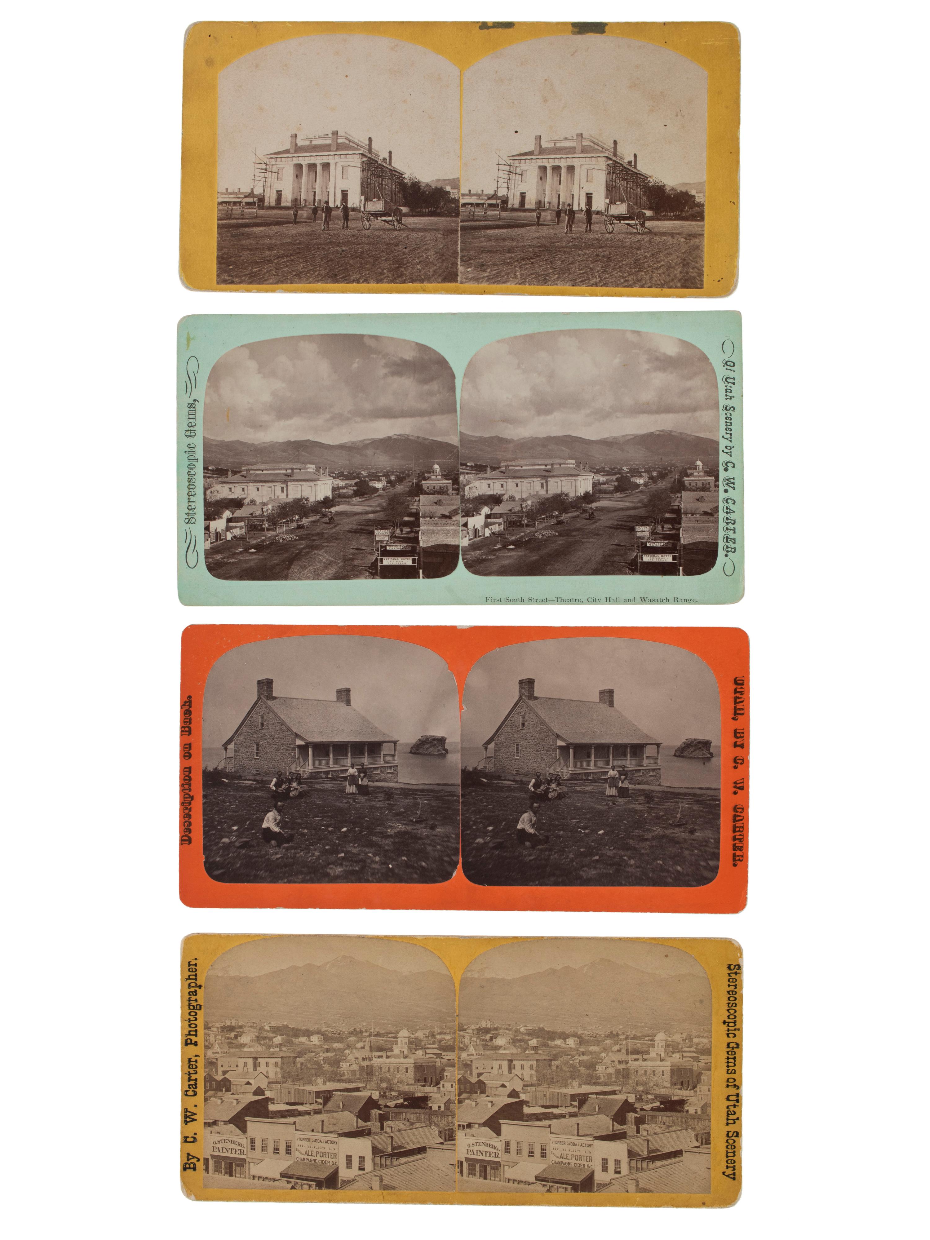 [UTAH]. A group of 4 stereoviews of Salt Lake City, Utah, by Charles William Carter and Andrew J. Russell.