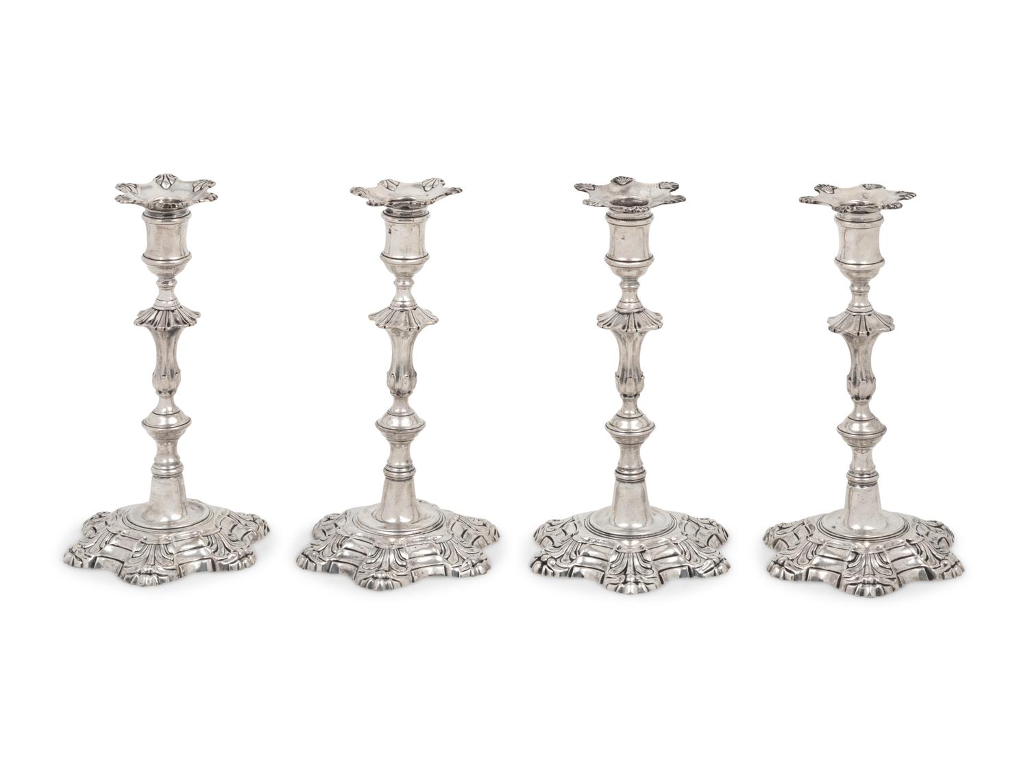 A Set of Four George II Silver Candlesticks