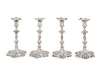 A Set of Four George II Silver Candlesticks
