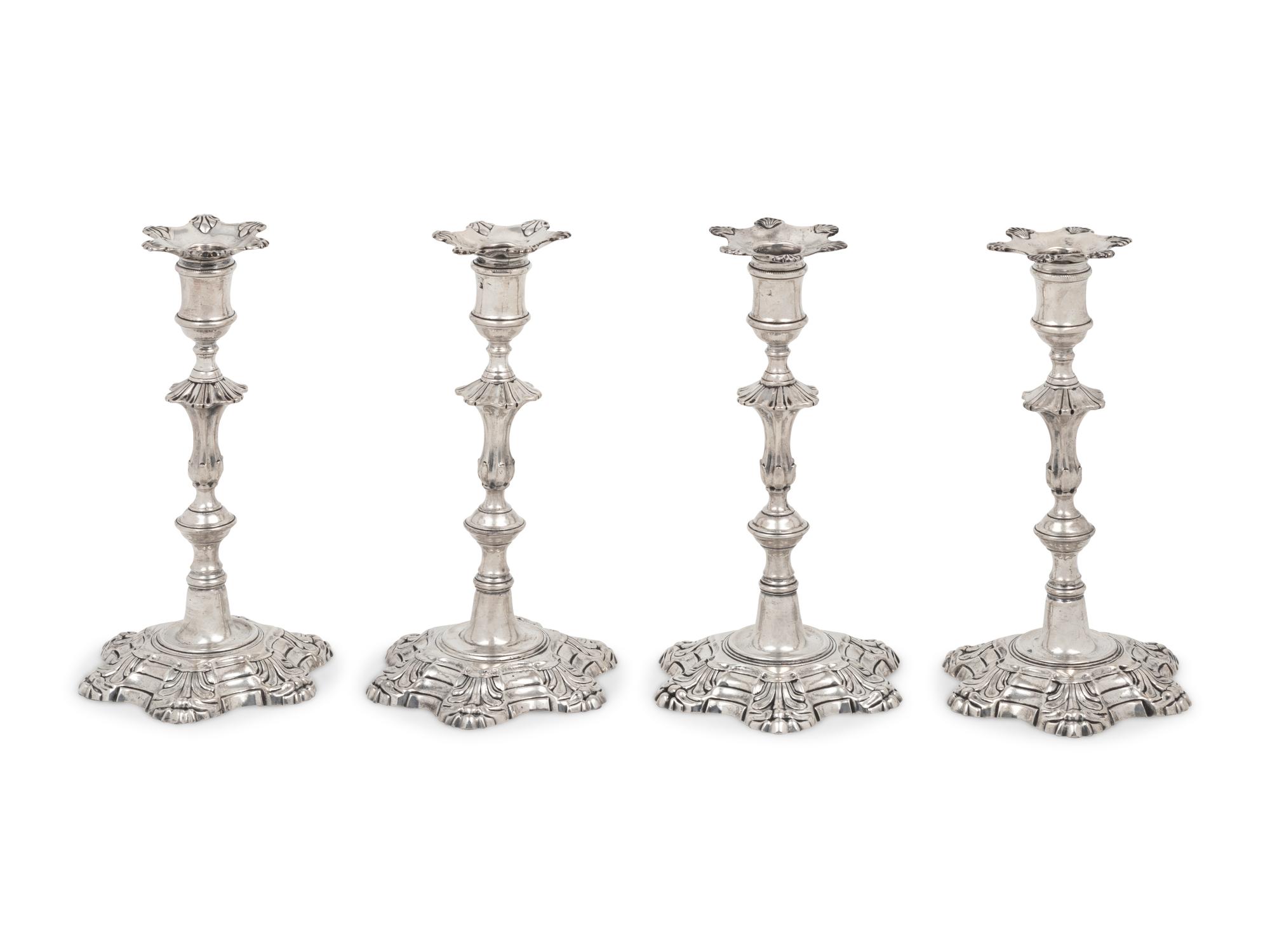 A Set of Four George II Silver Candlesticks