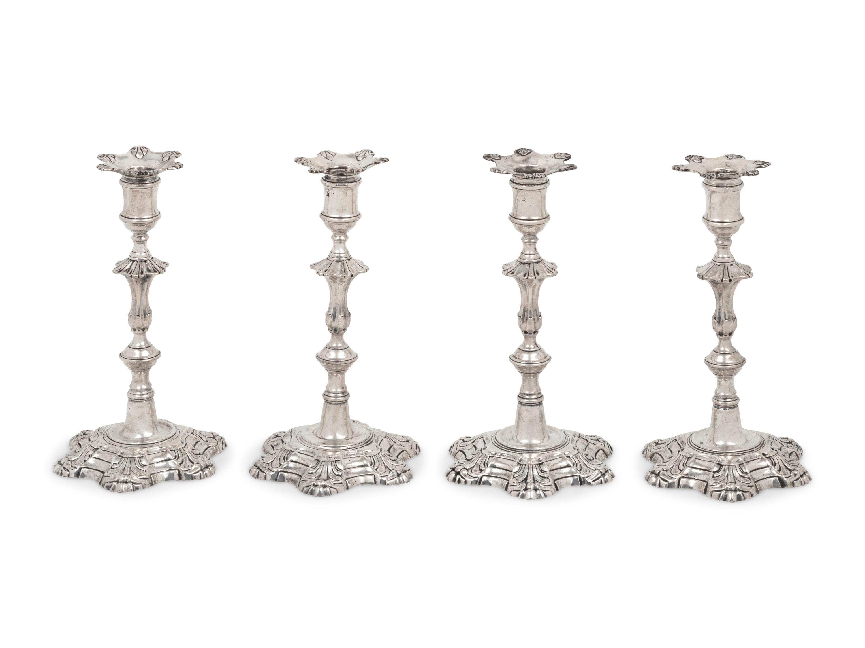 A Set of Four George II Silver Candlesticks