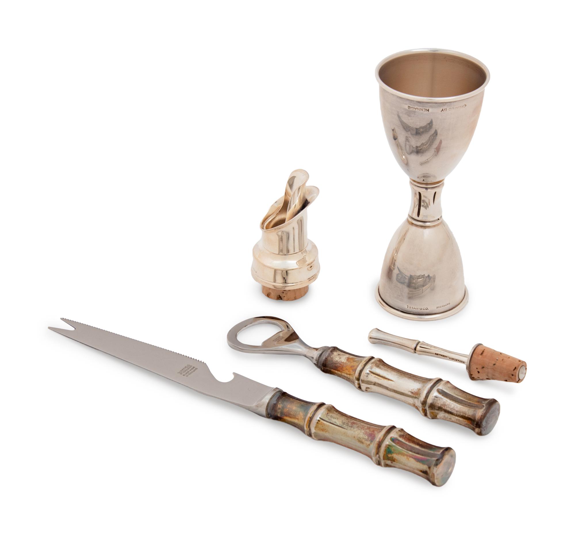 A Group of Four Tiffany & Co. Silver Bamboo Pattern Bar Articles