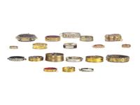 A Group of Nineteen Brass and Mixed Metal-Mounted Dog Collars