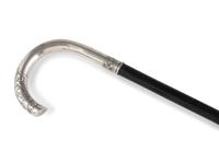 A Continental Ebony and Silver Walking Stick