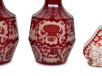 Two Pairs of Bohemian Glass Decanters with Stoppers
