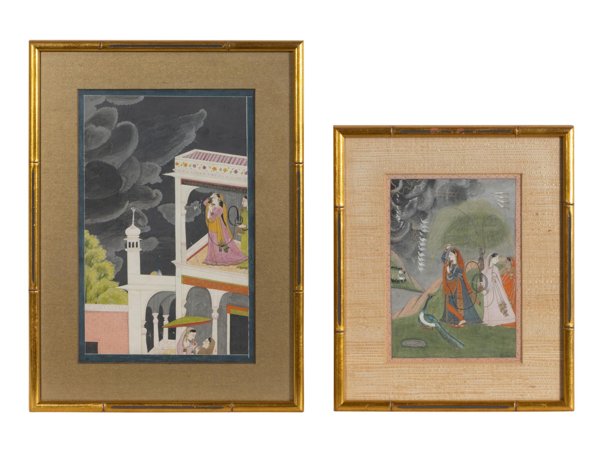 Two Various Kangra School Miniature Watercolor Paintings