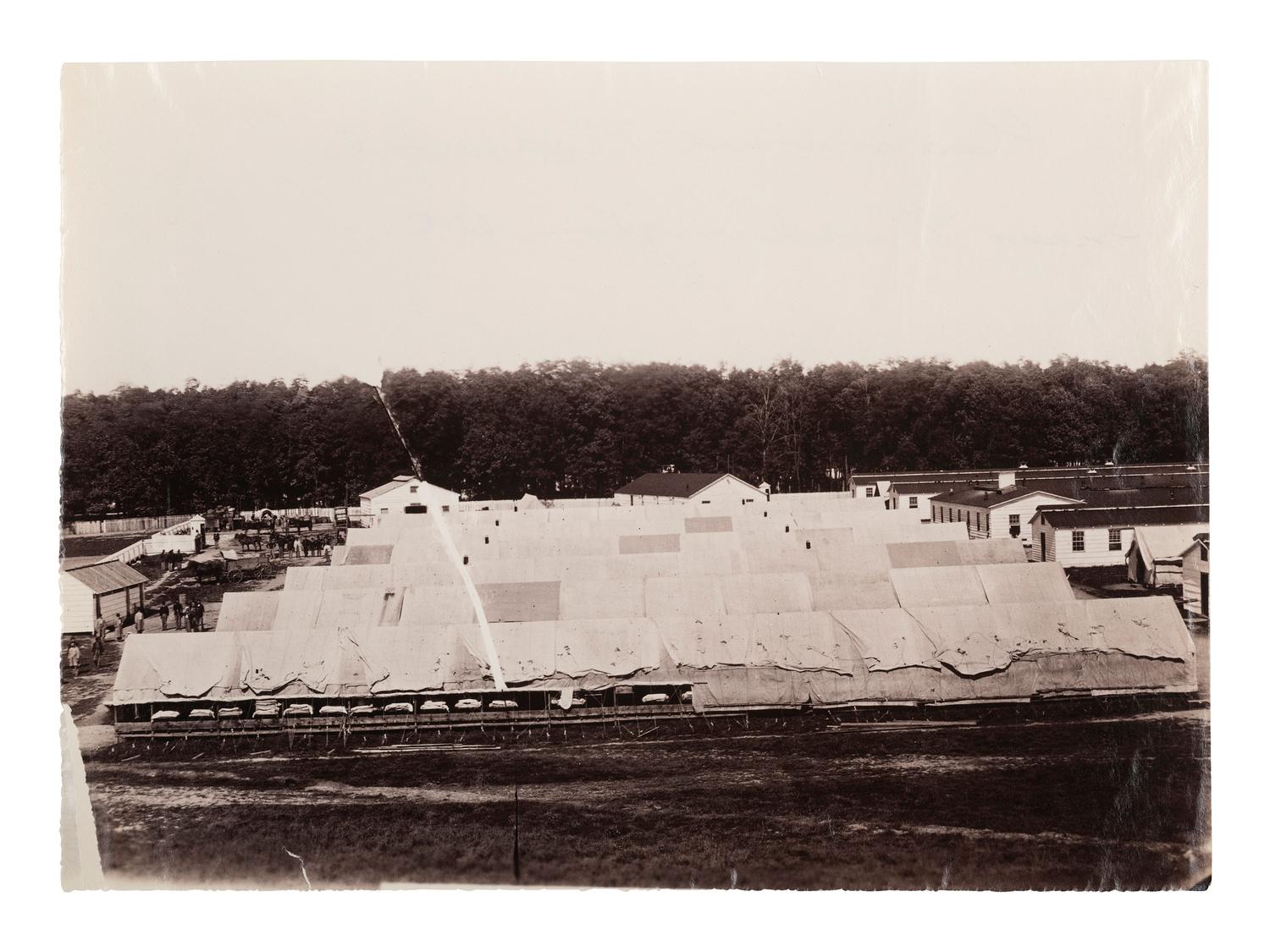 [CIVIL WAR]. Photographer unknown. Tent Wards, Harewood Hospital near Washington, D.C. 1862-1865.