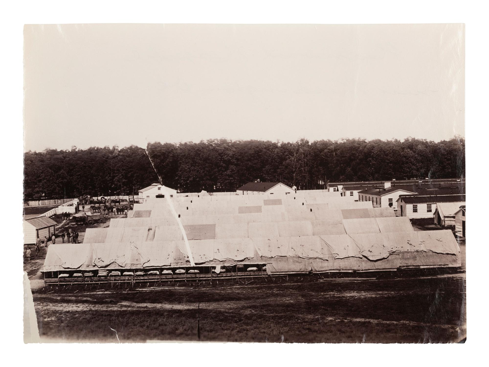 [CIVIL WAR]. Photographer unknown. Tent Wards, Harewood Hospital near Washington, D.C. 1862-1865.