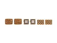 COLLECTION OF GOLD AND GEMSTONE CUFFLINKS