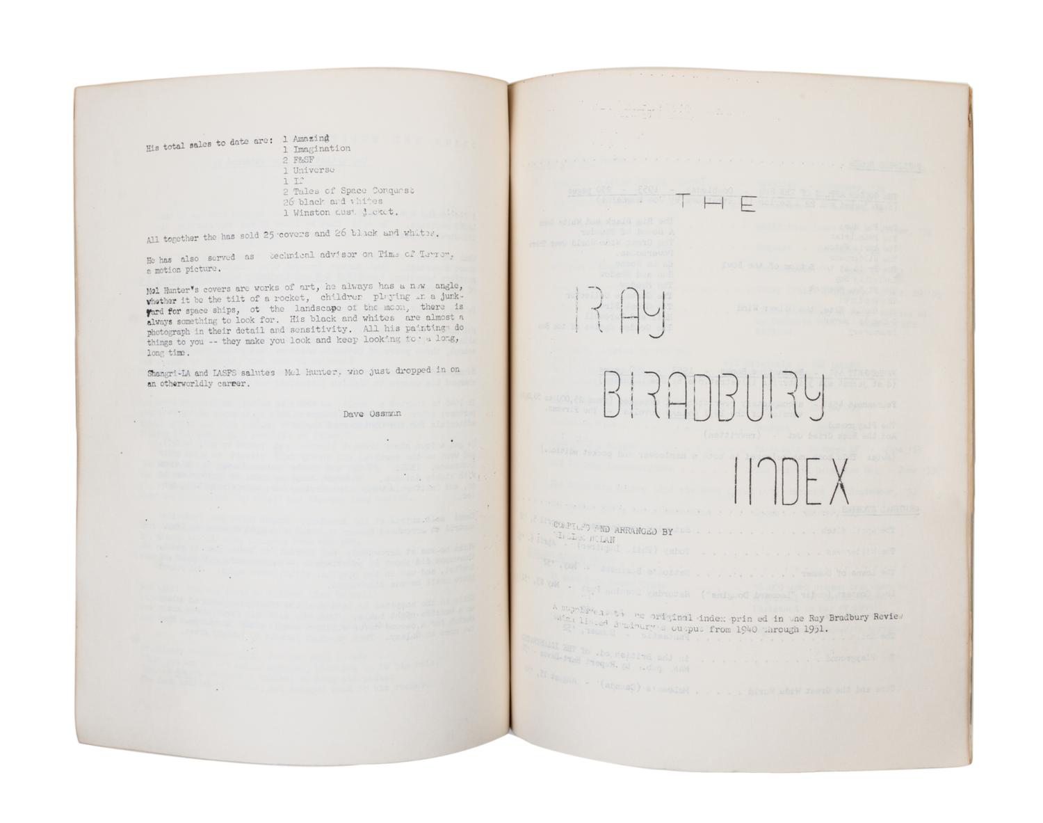 (BRADBURY, RAY). Shangri-La. Fall-Winter, 1953. Includes an index of Bradbury's works.