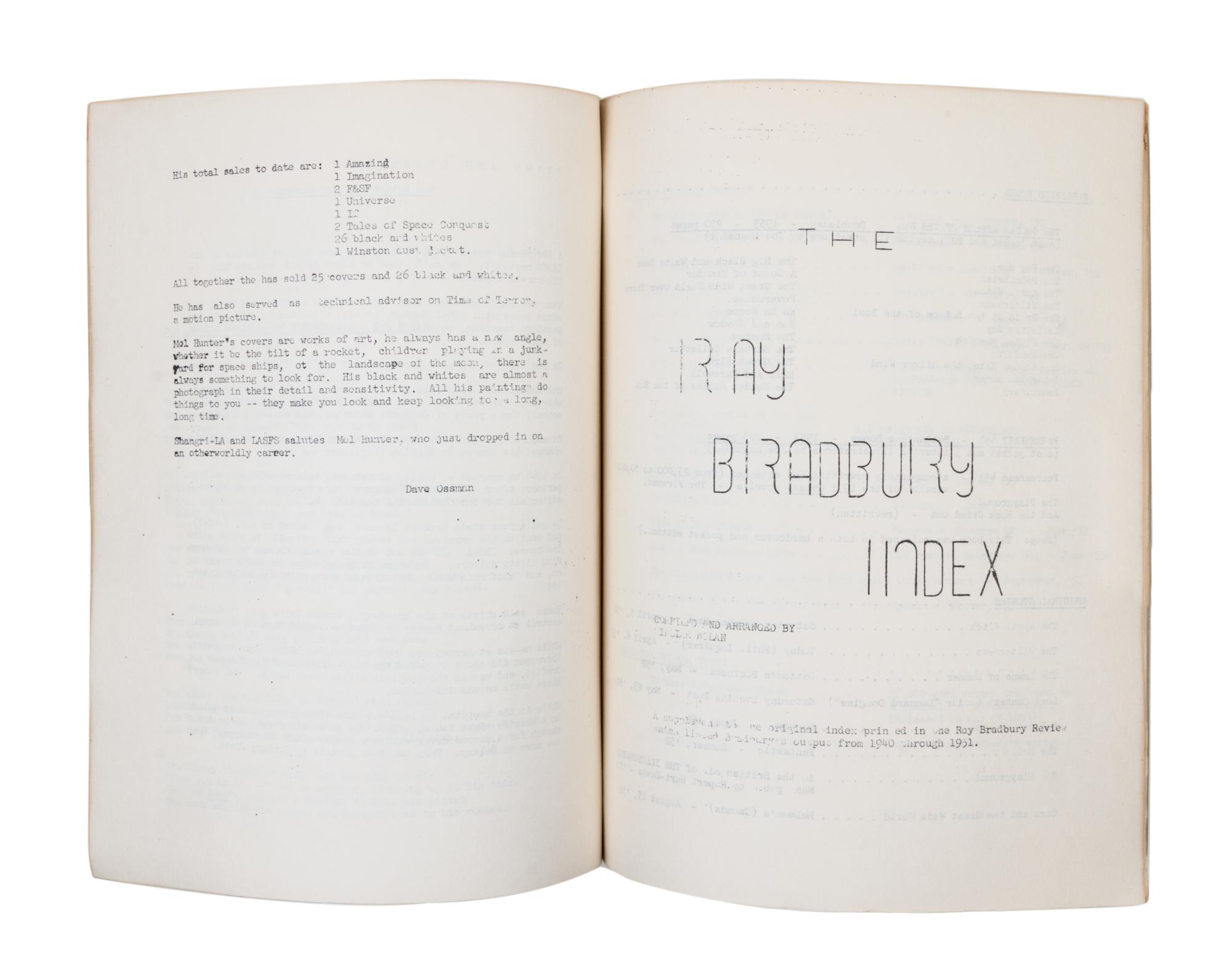 (BRADBURY, RAY). Shangri-La. Fall-Winter, 1953. Includes an index of Bradbury's works.