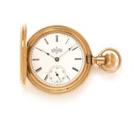 A 14 Karat Yellow Gold Hunter Case Pocket Watch, Elgin, Circa 1894, 38.50 dwts.