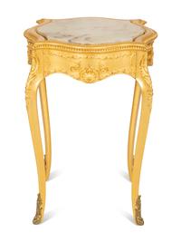 A Louis XV Style Giltwood Side Table with Inset Marble Top