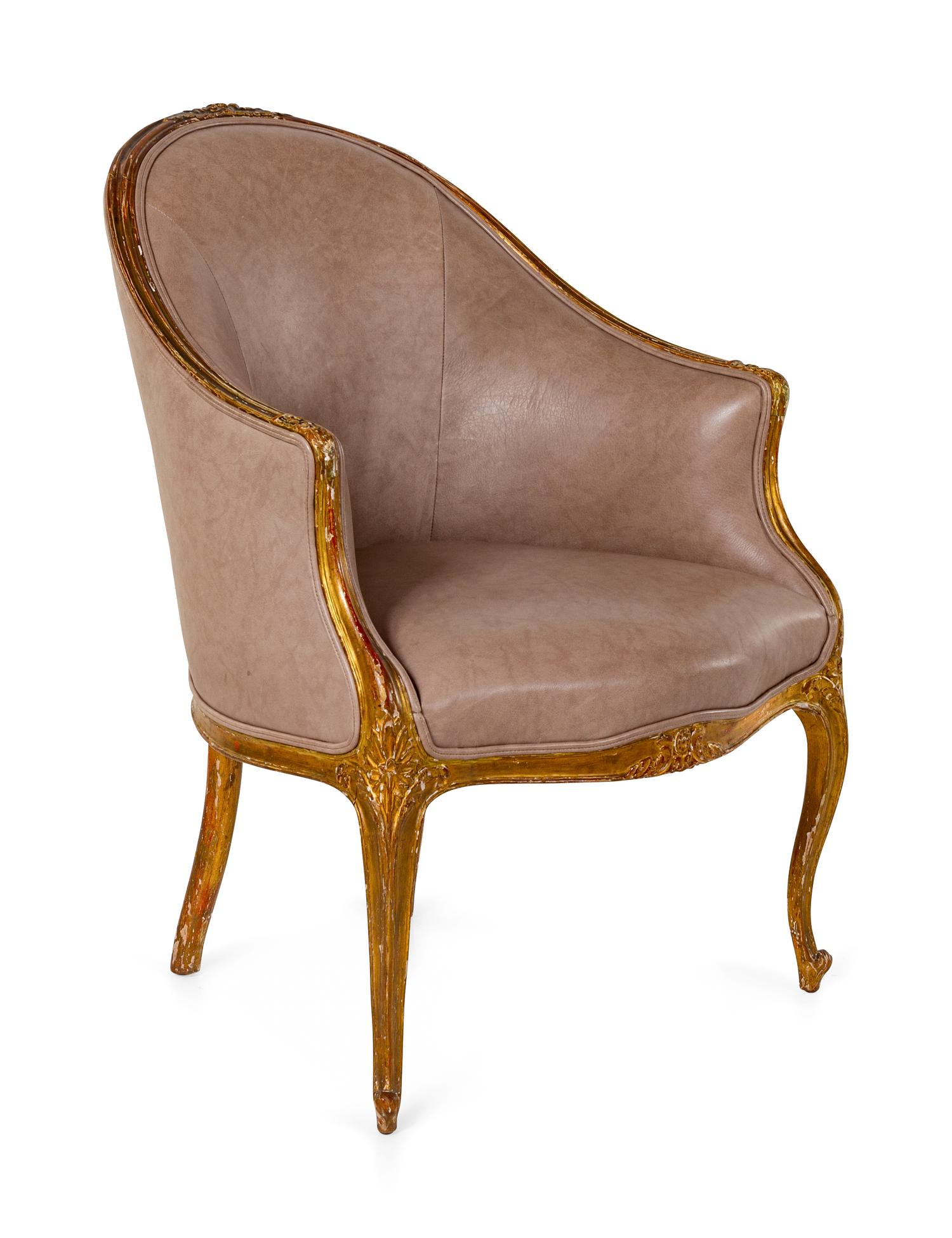 A Louis XV Style Giltwood Bergere