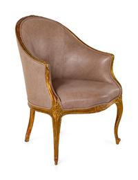 A Louis XV Style Giltwood Bergere