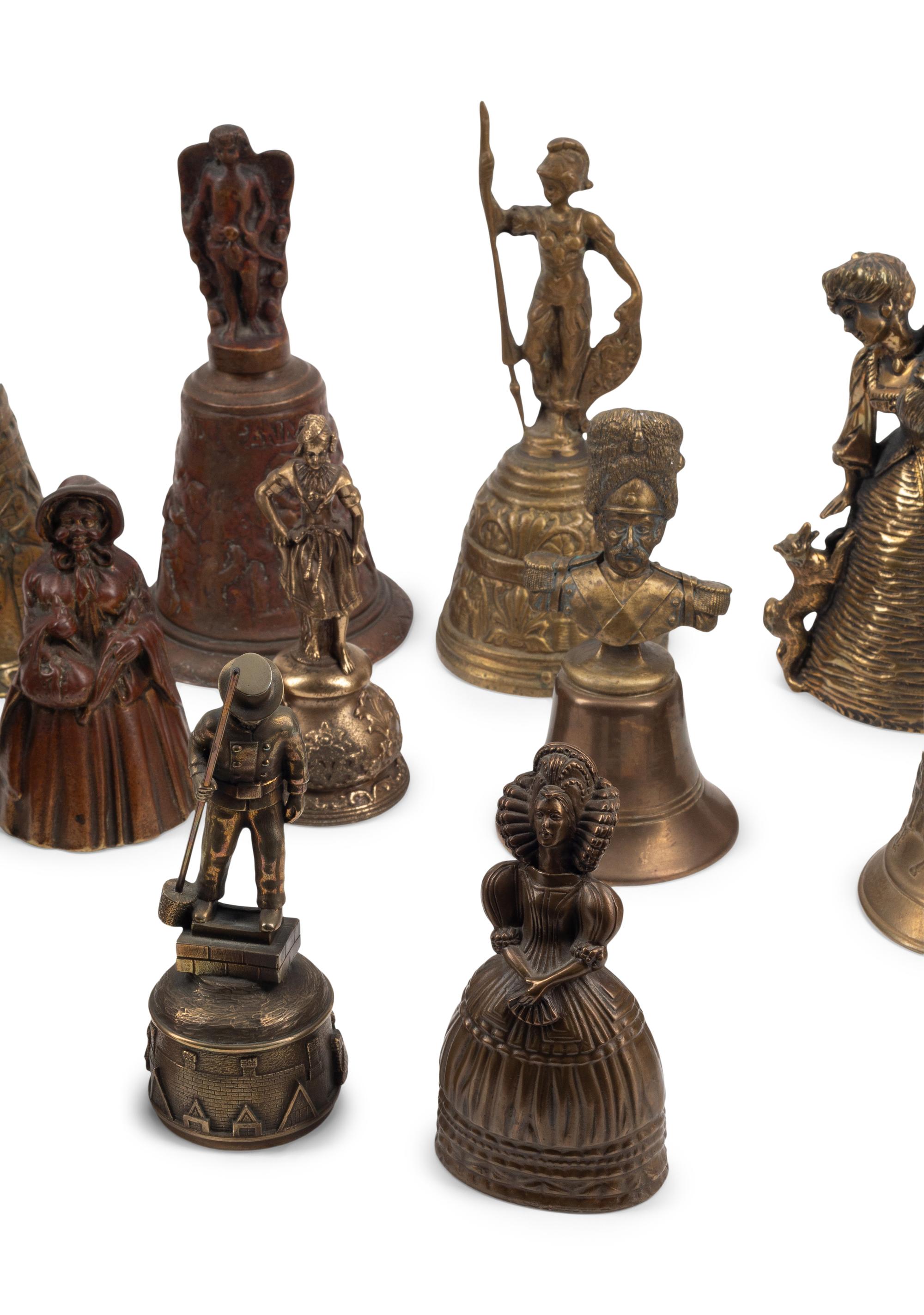An Collection of Twenty Continental Bronze and Brass Figural Bells