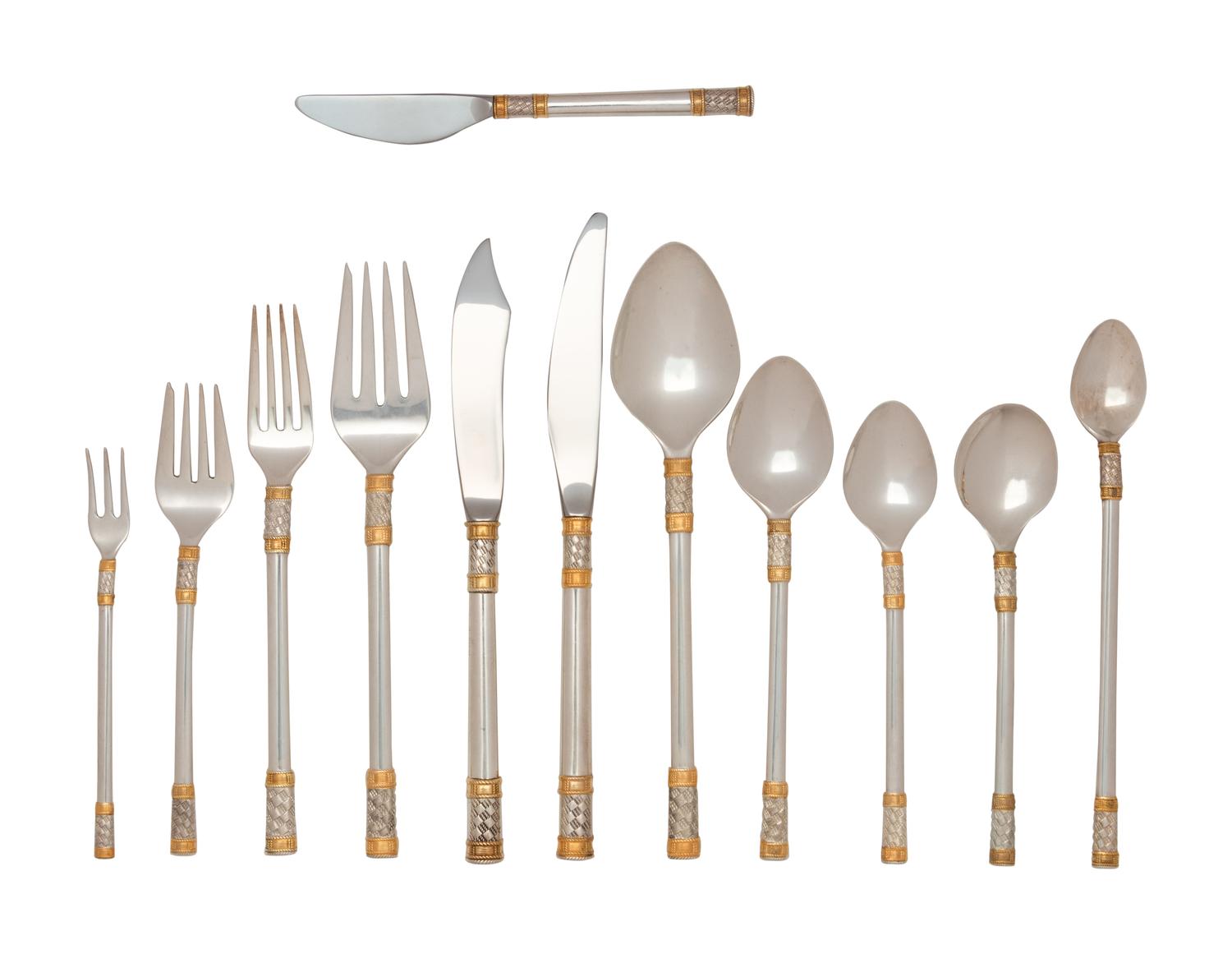 An American Parcel Gilt Silver Flatware Service