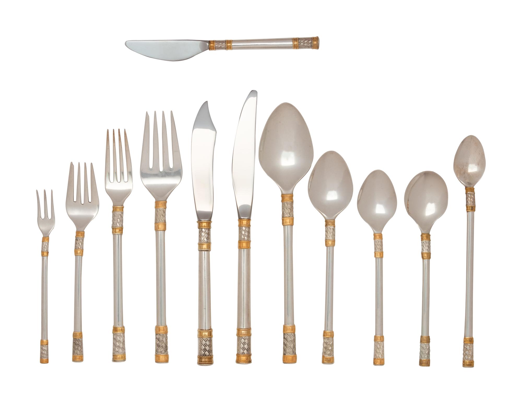 An American Parcel Gilt Silver Flatware Service