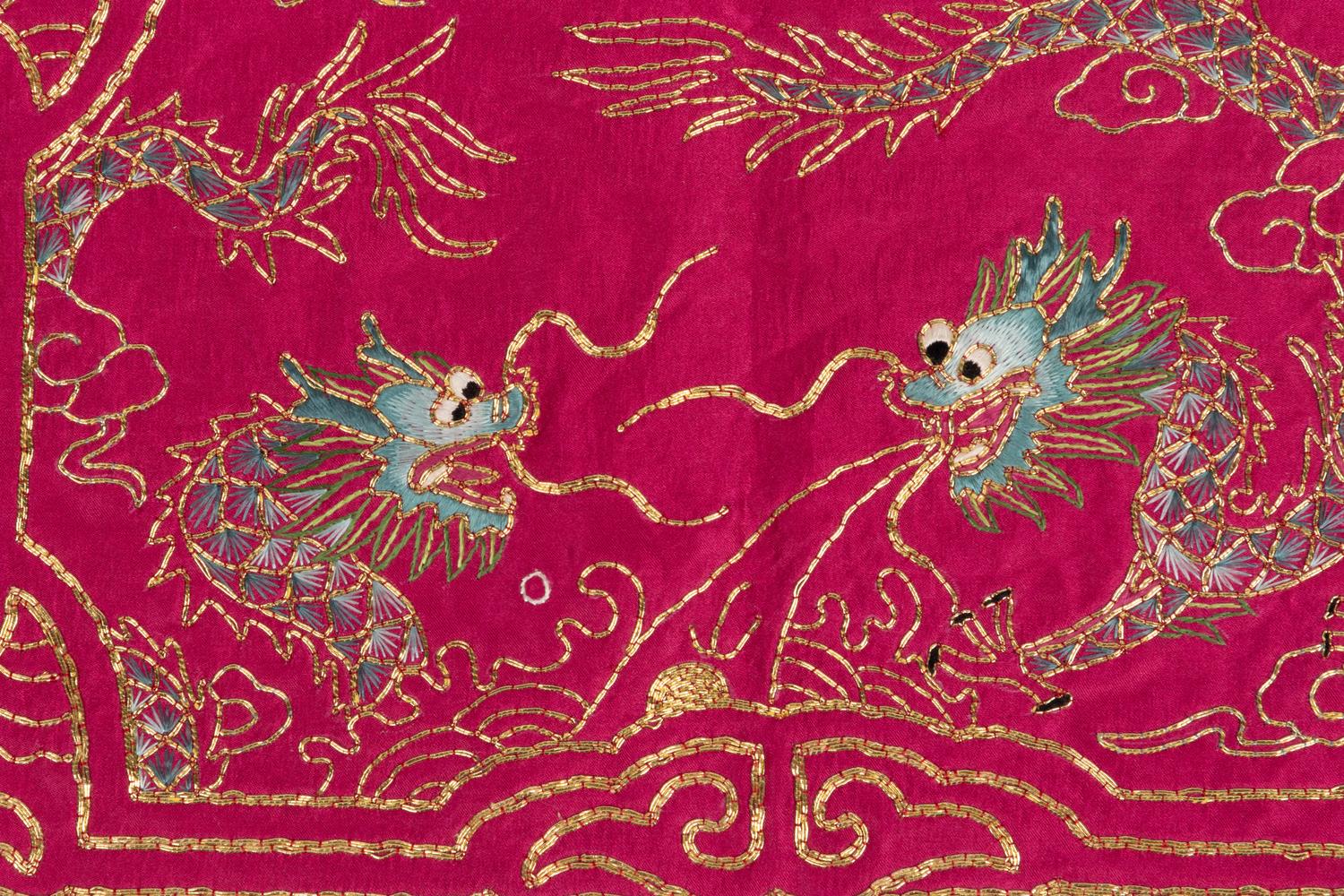 Four Chinese Embroidered Silk Panels