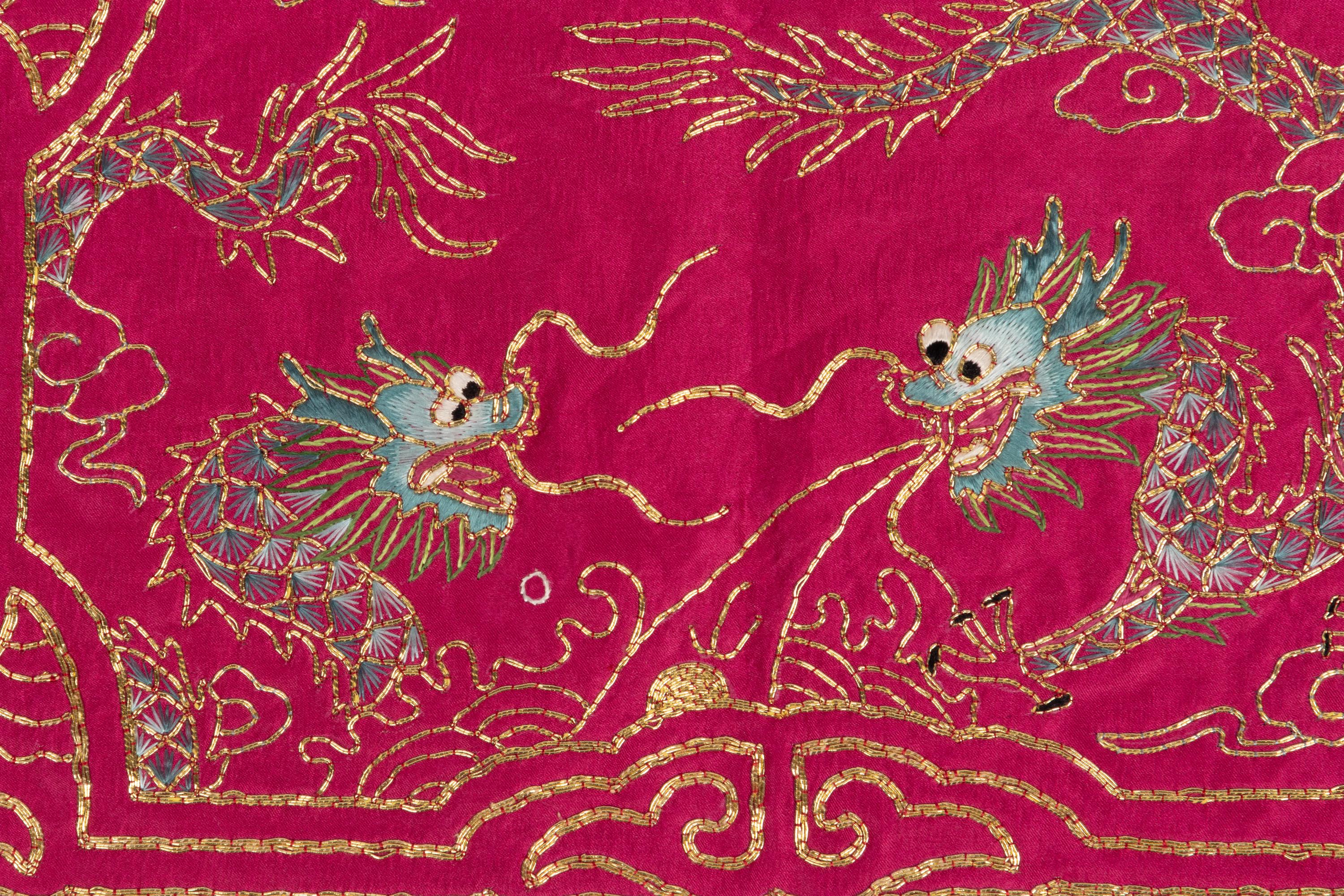 Four Chinese Embroidered Silk Panels