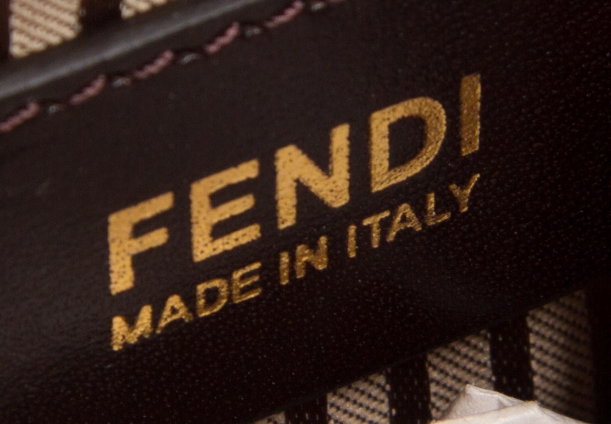 A Fendi Beige and Brown Leather Chameleon Handbag, 12" x 9" x 6.5".