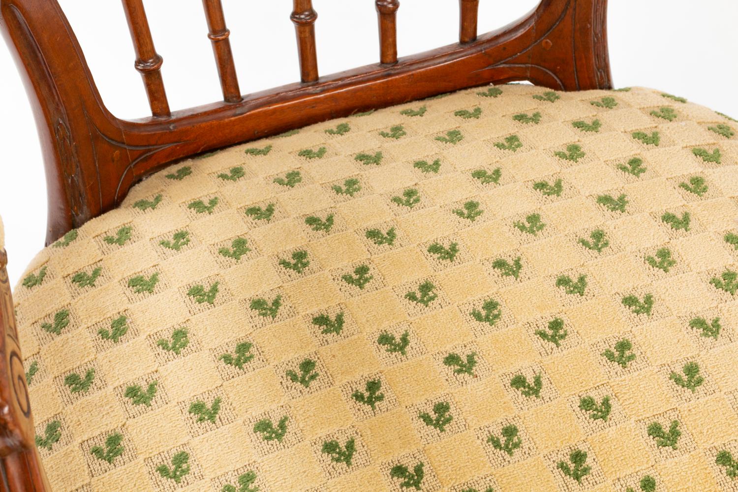 An Italian Neoclassical Walnut Armchair with Needlepoint Upholstery