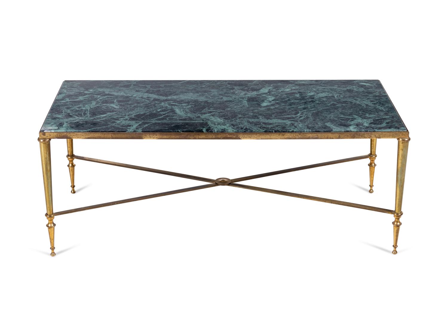 A Brass and Marble Low Table in the Style of Maison Jansen