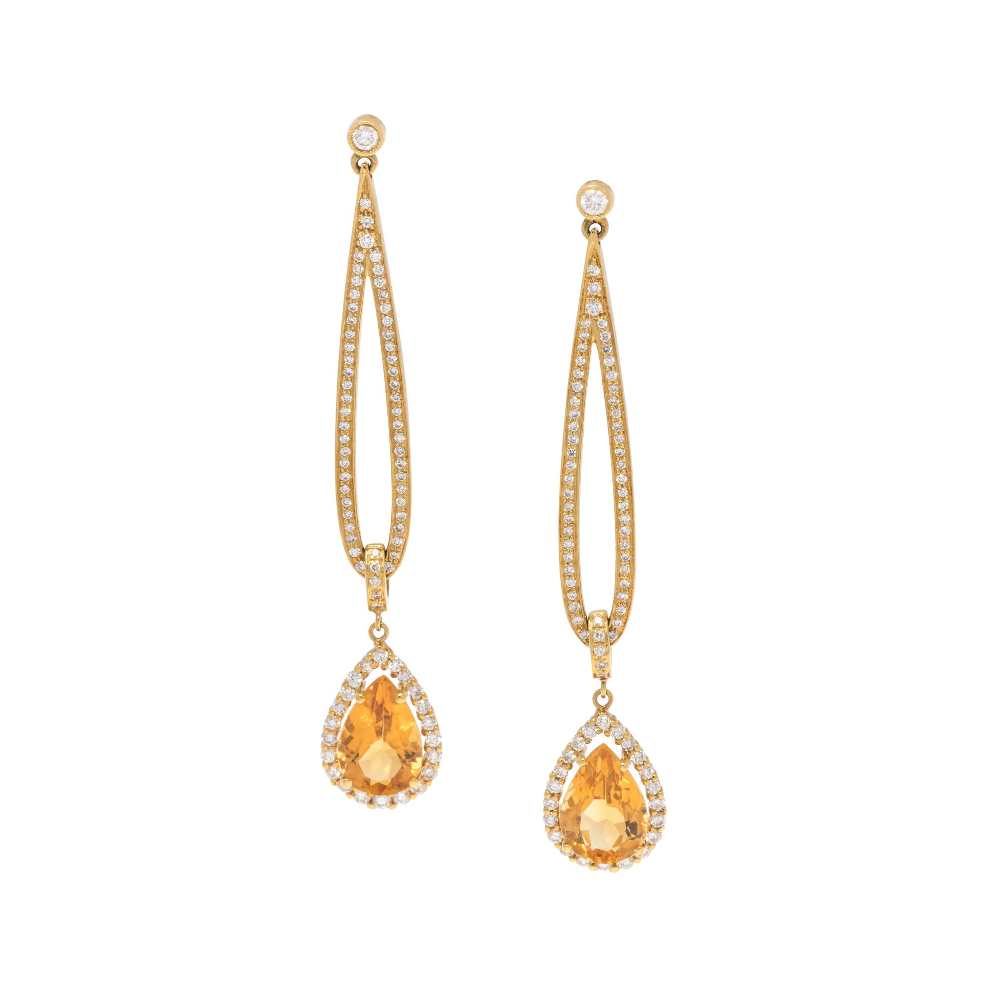 CITRINE AND DIAMOND EARRINGS