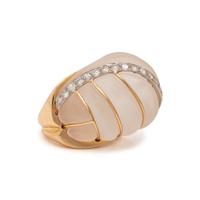 Rock Crystal Quartz, Diamond, and Yellow Gold Bombé Ring