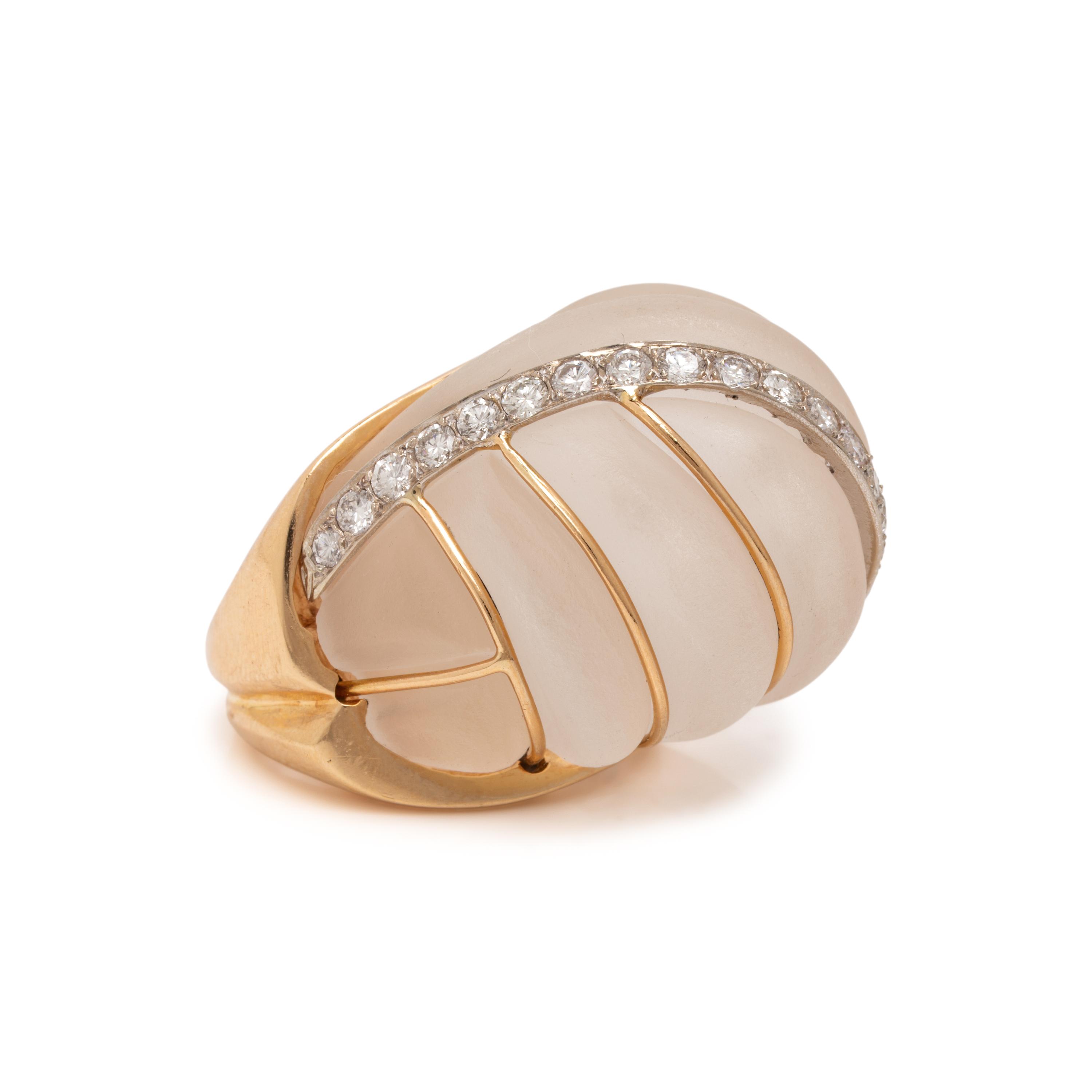 Rock Crystal Quartz, Diamond, and Yellow Gold Bombé Ring