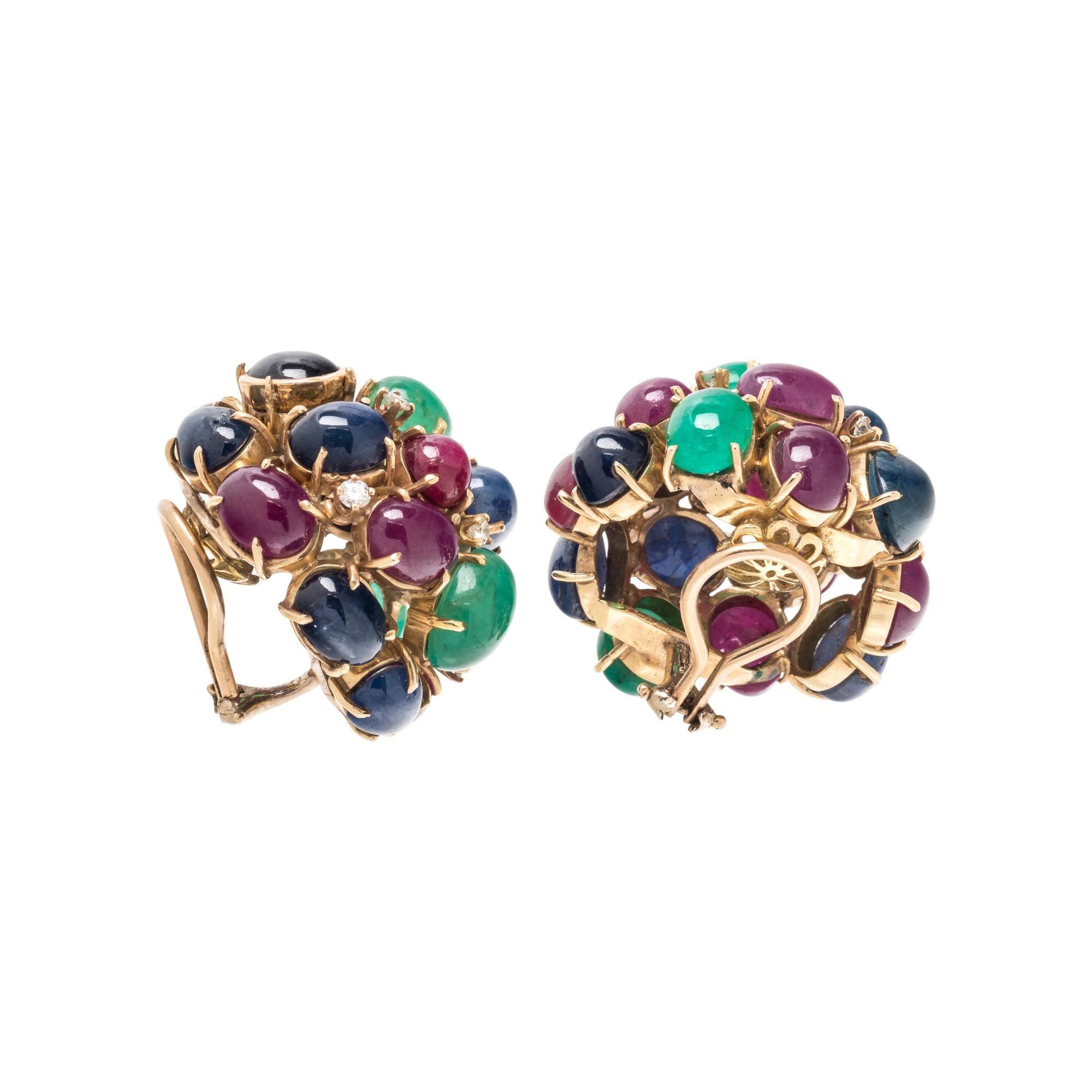 MULTIGEM AND DIAMOND EARCLIPS