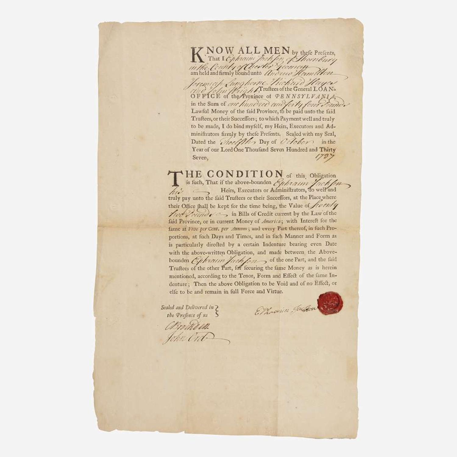 [Pennsylvania] Province of Pennsylvania Loan Certificate