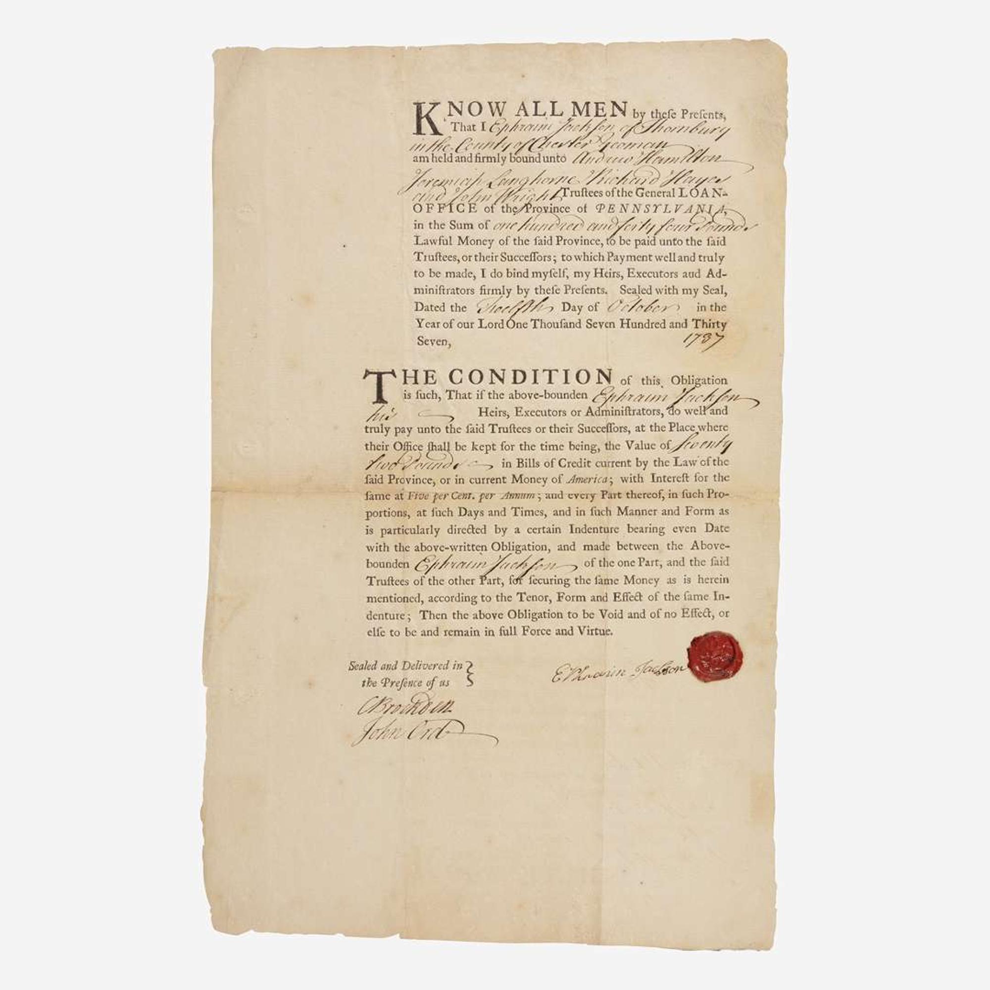 [Pennsylvania] Province of Pennsylvania Loan Certificate