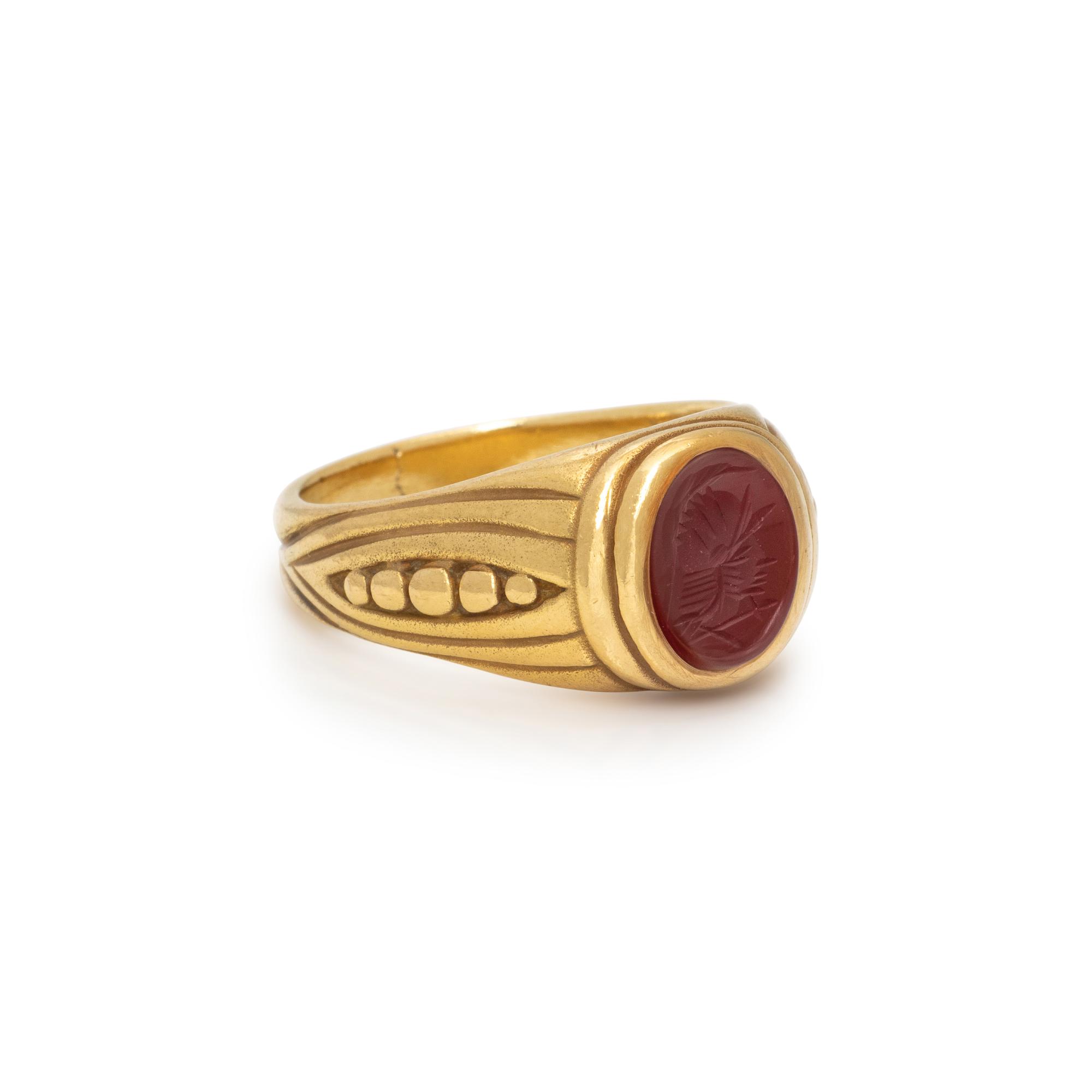 VAHE NALTCHAYAN, YELLOW GOLD AND CARNELIAN INTAGLIO RING