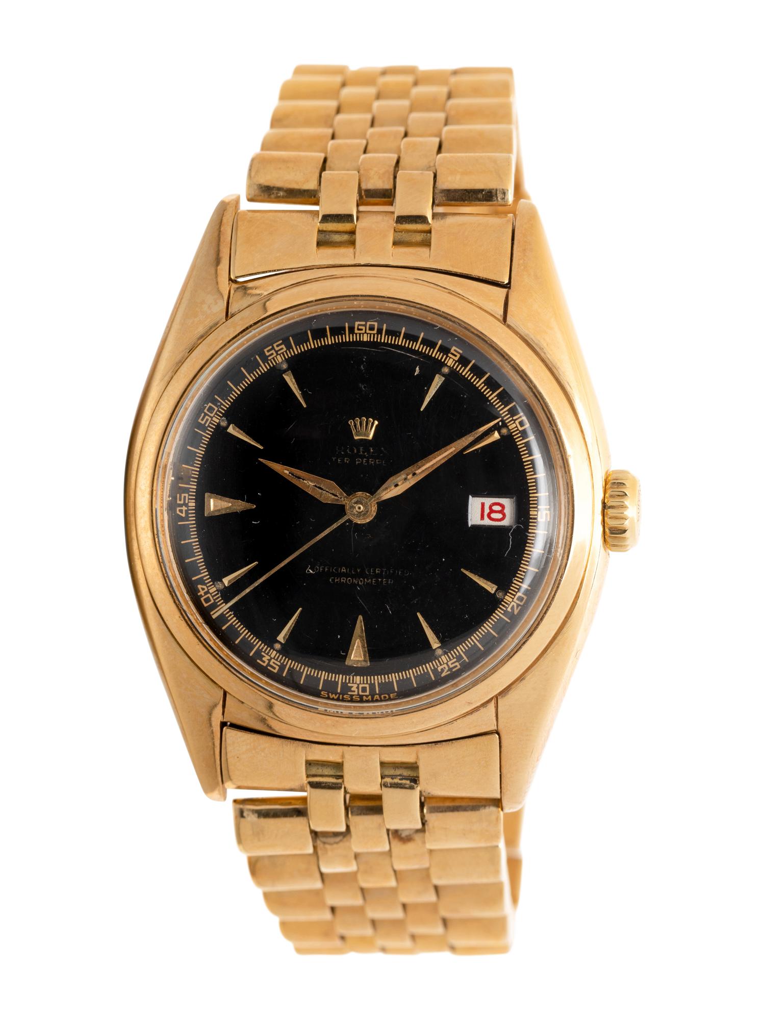 ROLEX, REF. 6030 18K YELLOW GOLD 'OYSTER PERPETUAL DATEJUST' WATCH