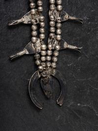 Navajo Silver and Turquoise Squash Blossom Necklace